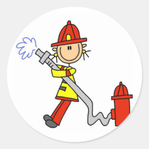 Feuerwehrmann mit Schlauch T-Shirts und Geschenke Runder Aufkleber