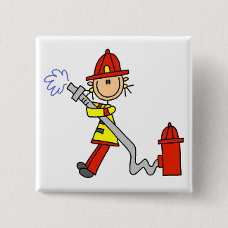 Feuerwehrmann mit Schlauch-T-Shirts und Geschenken Button
