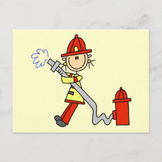 Feuerwehrmann mit Schluckhemden und Geschenken Postkarte