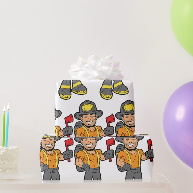 Feuerwehrmann mit x geschenkpapier (Von Creator hochgeladen)