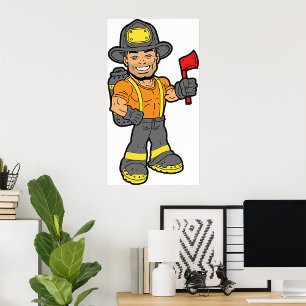 Feuerwehrmann mit x poster