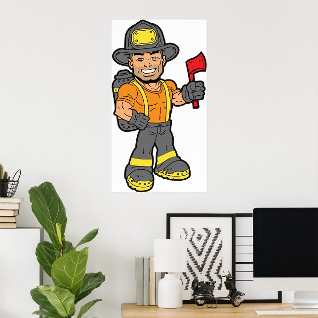 Feuerwehrmann mit x poster (Von Creator hochgeladen)