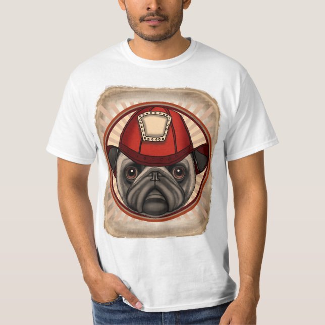 Feuerwehrmann-Mops T-Shirt (Vorderseite)