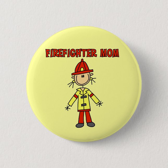 Feuerwehrmann-Mutter T-Shirts und Geschenke Button (Vorderseite)