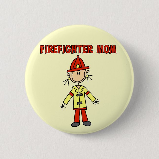 Feuerwehrmann-Mutter T-Shirts und Geschenke Button (Vorderseite)