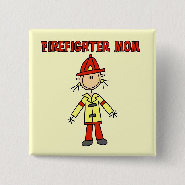 Feuerwehrmann-Mutter T-Shirts und Geschenke Button (Vorderseite)