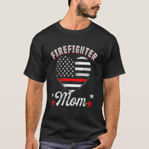 Feuerwehrmann-Mutter Vintage-US-Flagge Herz Feuerw T-Shirt