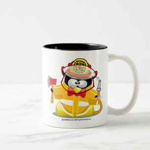 Feuerwehrmann-Pinguin Zweifarbige Tasse