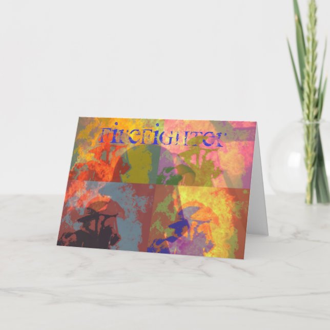 Feuerwehrmann-Pop-Kunst-Karte Karte (Vorderseite)