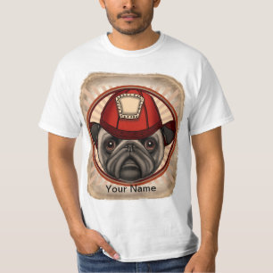 Feuerwehrmann-Pug-T-Shirt T-Shirt