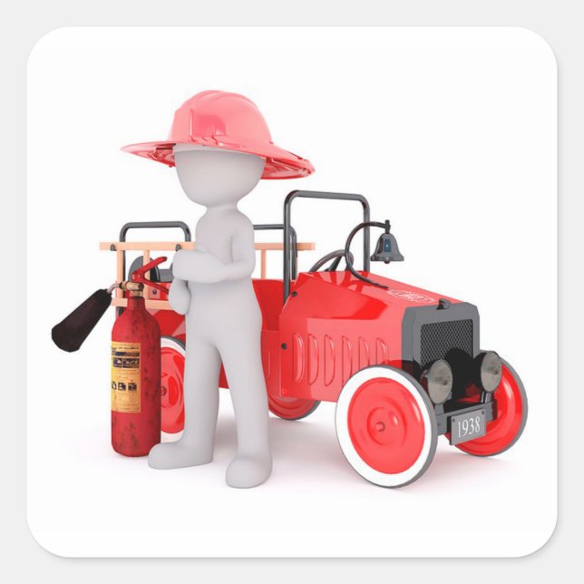 Feuerwehrmann Quadratischer Aufkleber (Vorderseite)
