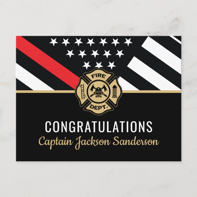 Feuerwehrmann Red Line Flagge Feuerwehrmann Einladungspostkarte (Vorderseite)