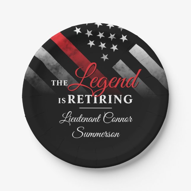 Feuerwehrmann Red Line Flagge Feuerwehrmann Pappteller (Vorderseite)