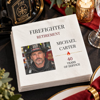 Feuerwehrmann-Rentnerfoto Jahre des Dienstes Serviette
