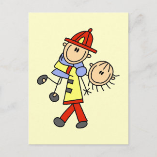 Feuerwehrmann Rette T - Shirt und Geschenke Postkarte