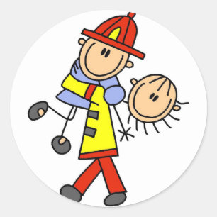 Feuerwehrmann-Rettungsshirt und Geschenke Runder Aufkleber