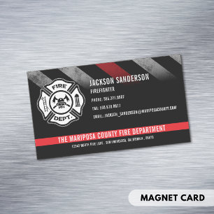 Feuerwehrmann Rote Linie Logo Feuerwehrmitarbeiter Magnetische Visitenkarte