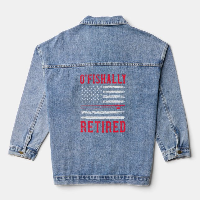 Feuerwehrmann Ruhestand USA Flagge Patriotisch Jeansjacke (Rückseite)