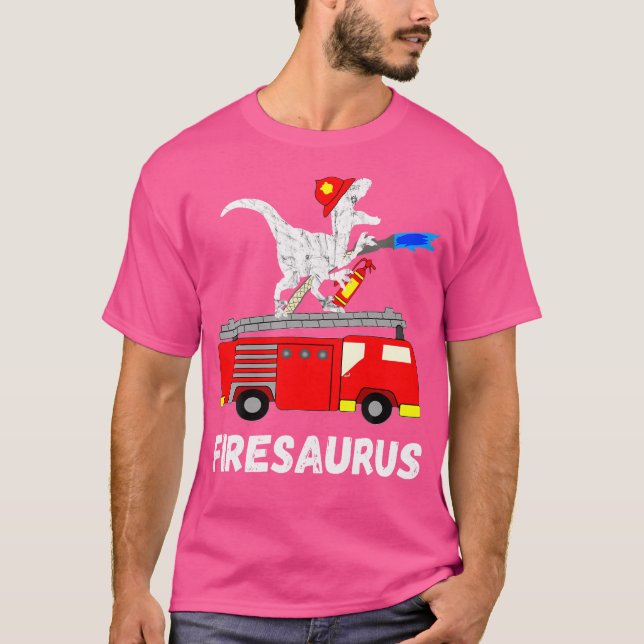 Feuerwehrmann Saurus Feuerwehrauto Feuerwehrmann D T-Shirt (Vorderseite)