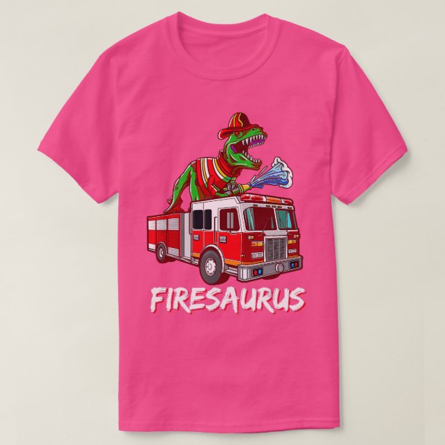 Feuerwehrmann Saurus Feuerwehrauto Feuerwehrmann D T-Shirt (Design vorne)