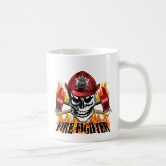 Feuerwehrmann-Schädel 4 und lodernde Äxte Kaffeetasse