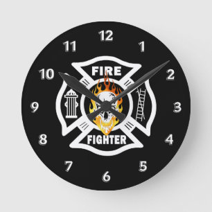 Feuerwehrmann-Schädel Runde Wanduhr