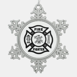 Feuerwehrmann Schneeflocken Zinn-Ornament