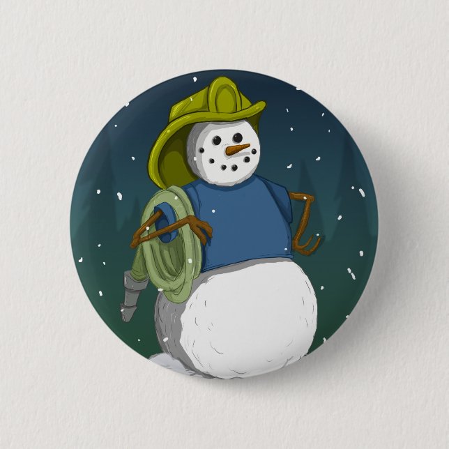 Feuerwehrmann-Schneemann Button (Vorderseite)