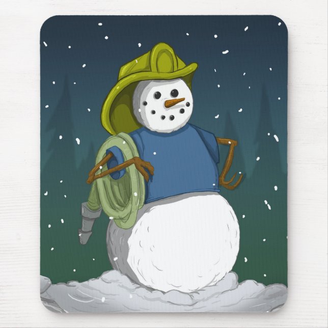 Feuerwehrmann-Schneemann Mousepad (Vorne)