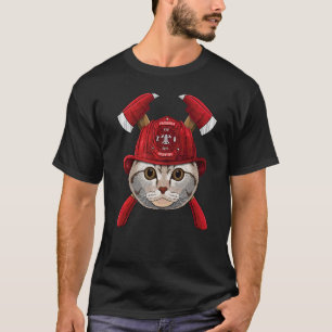 Feuerwehrmann Scottish Fold Feuerwehrjunge Jungen T-Shirt