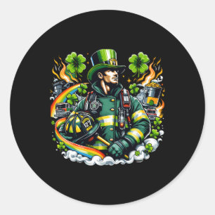 Feuerwehrmann St Patricks Day Männer Feuerwehrtrup Runder Aufkleber