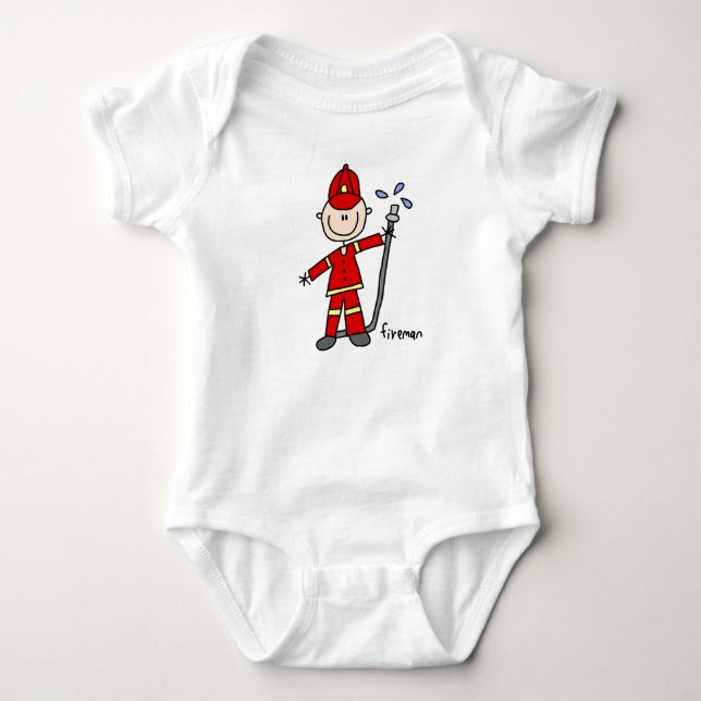Feuerwehrmann-Strichmännchen Baby Strampler (Vorderseite)