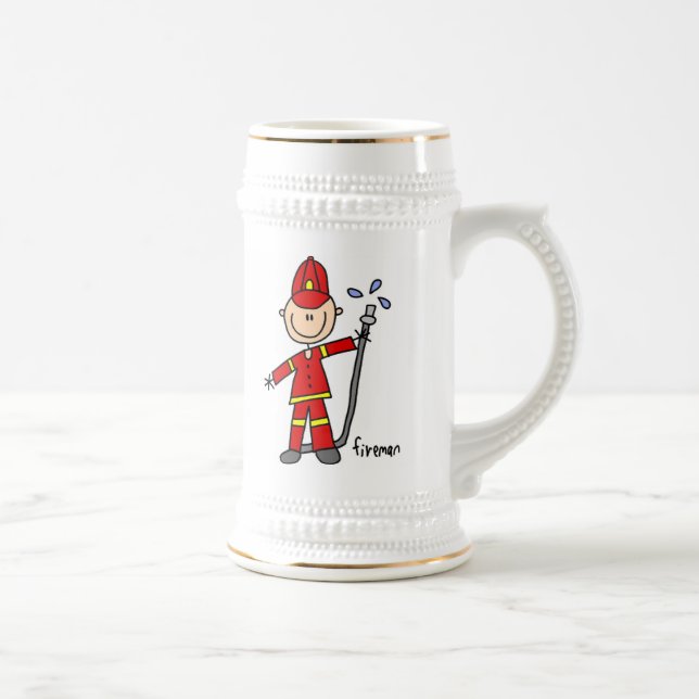 Feuerwehrmann-Strichmännchen Bierglas (Rechts)
