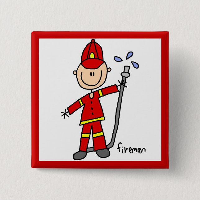 Feuerwehrmann-Strichmännchen Button (Vorderseite)