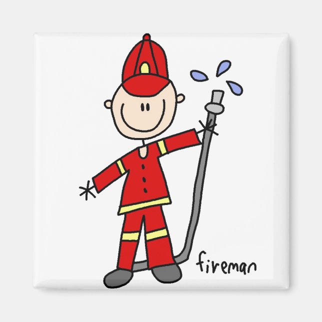 Feuerwehrmann-Strichmännchen-Magnet Magnet (Vorne)