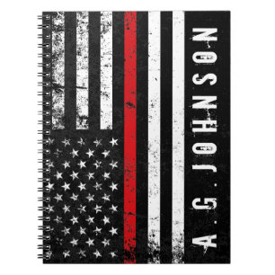 Feuerwehrmann Styled Distressed USA Flag Notizblock