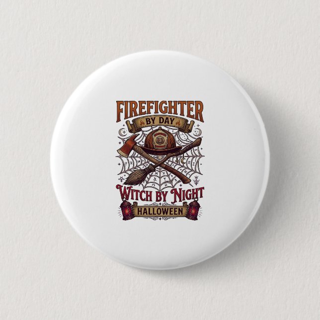 Feuerwehrmann Tag Hexennacht Halloween Helm Axt B Button (Vorderseite)