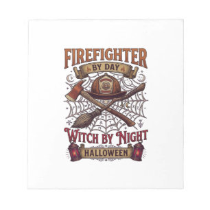 Feuerwehrmann Tag Hexennacht Halloween Helm Axt B Notizblock