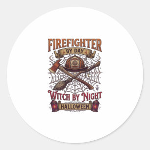 Feuerwehrmann Tag Hexennacht Halloween Helm Axt B Runder Aufkleber