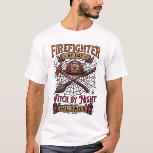 Feuerwehrmann Tag Hexennacht Halloween Helm Axt B T-Shirt