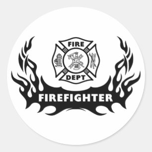 Feuerwehrmann Tattoo Runder Aufkleber