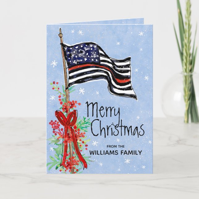 Feuerwehrmann Thin Red Line Flag Frohe Weihnachten (Vorderseite)