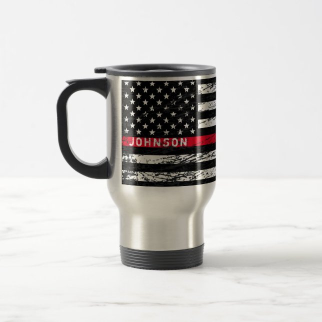 Feuerwehrmann Thin Red Line Reisebecher (Links)