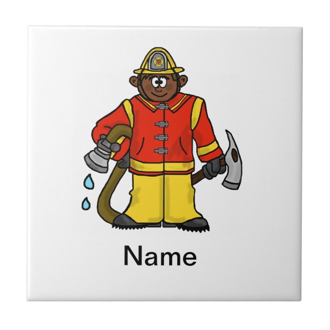 Feuerwehrmann Trivet (Brown-Haut) fertigen es Fliese (Vorderseite)
