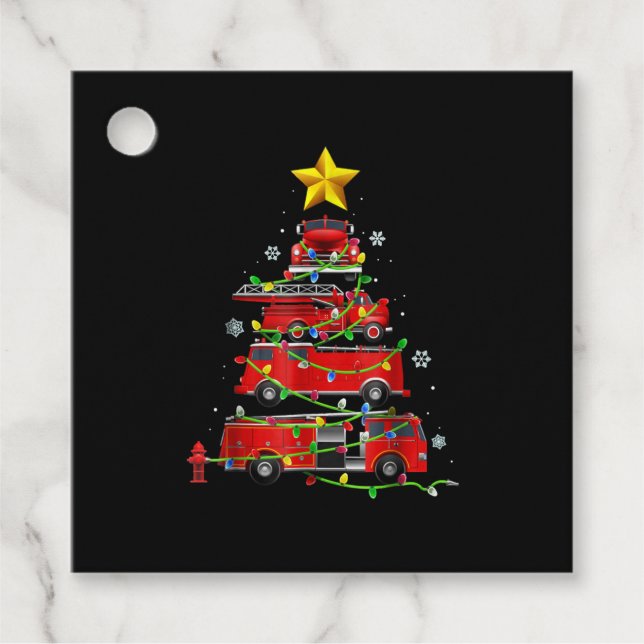 Feuerwehrmann Truck Weihnachtsbaum Männer Frauen Geschenkanhänger (Vorderseite)