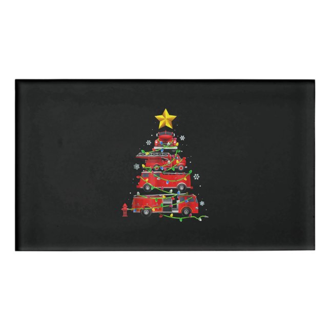 Feuerwehrmann Truck Weihnachtsbaum Männer Frauen Namenschild (Vorderseite)