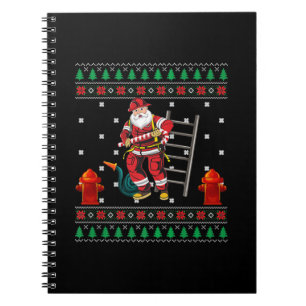 Feuerwehrmann Ugly Weihnachts-Sweater Xmas Boys Gi Notizblock