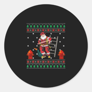 Feuerwehrmann Ugly Weihnachts-Sweater Xmas Boys Gi Runder Aufkleber