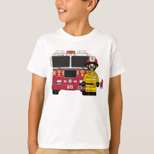 Feuerwehrmann-und Feuer-Motor-T-Shirt T-Shirt