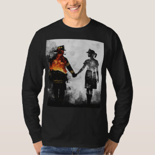 Feuerwehrmann und Krankenschwester Paar Silhouette T-Shirt
